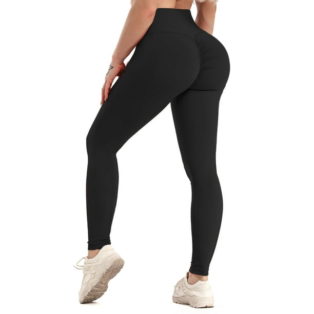 Women High Waist Leather Pants Leggings Push Up Ruched Sports Gym Fitness Booty